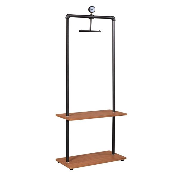 Furinno Wyatt Industrial Style Garment Rack with Wood ShelvesAntique Espresso FIND03AX